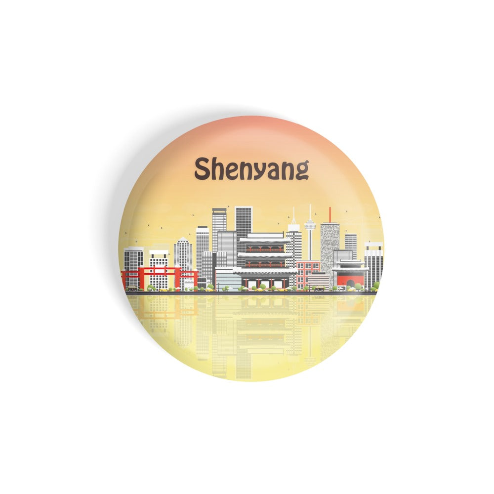 dhcrafts Round Fridge Magnet Multicolour Places Shenyang City In China Glossy Finish Design Pack of 1 (58 mm)